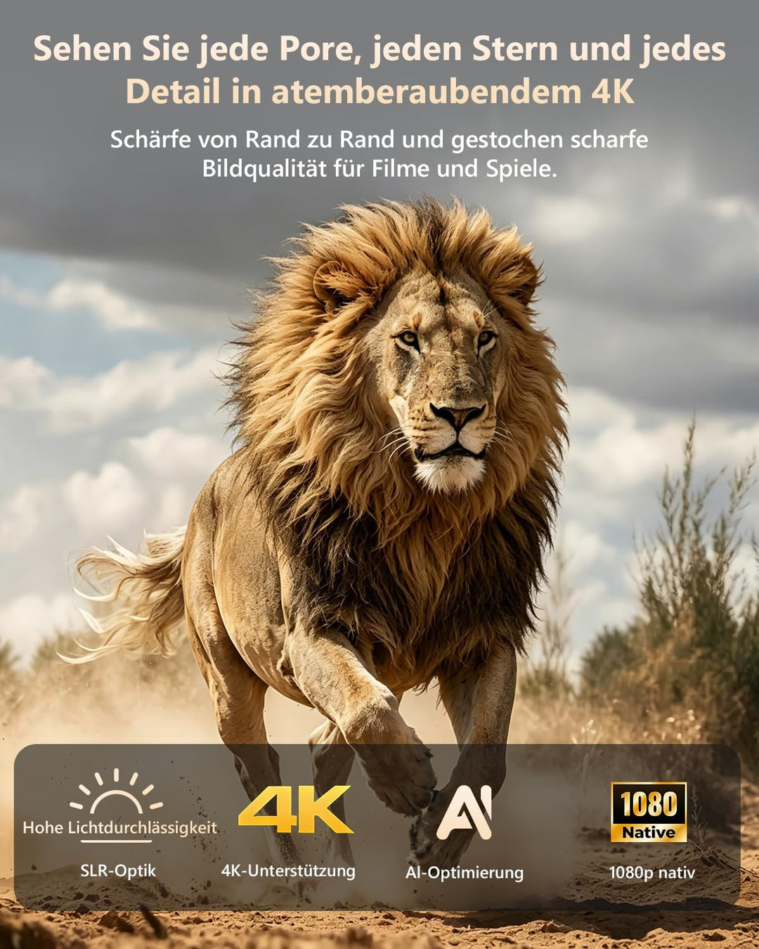 4K Beamer UHD 2300 ANSI Tageslicht Projektor Indoor Heimkino HDR10 WiFi6 Bluetooth NFC Smart Android