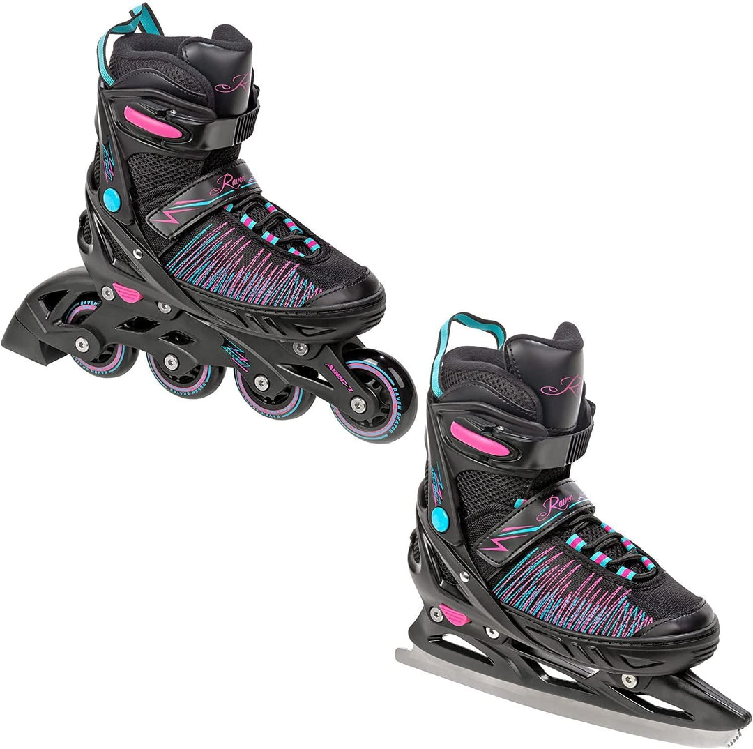 Raven Verstellbare 2in1 Inlineskates-Schlittschuhe Allure - Kugellager Abec7 - DSAS - Double-Shock-A