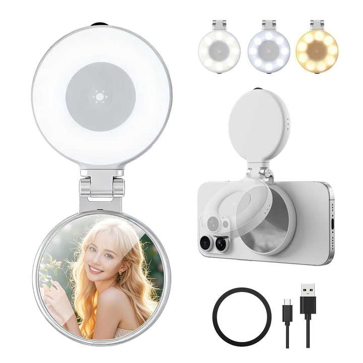 Magnetische Selfie-Licht, Magnetische Selfie Licht Kompatibel mit Magsafe, 360°LED Handy-Licht mit S