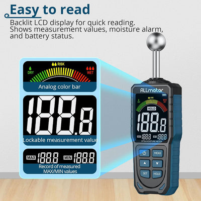ALLmeter Wiederaufladbar Feuchtigkeitsmessgerät Feuchtigkeitsmesser 5-40 mm Analysetiefe mit Stoffbe