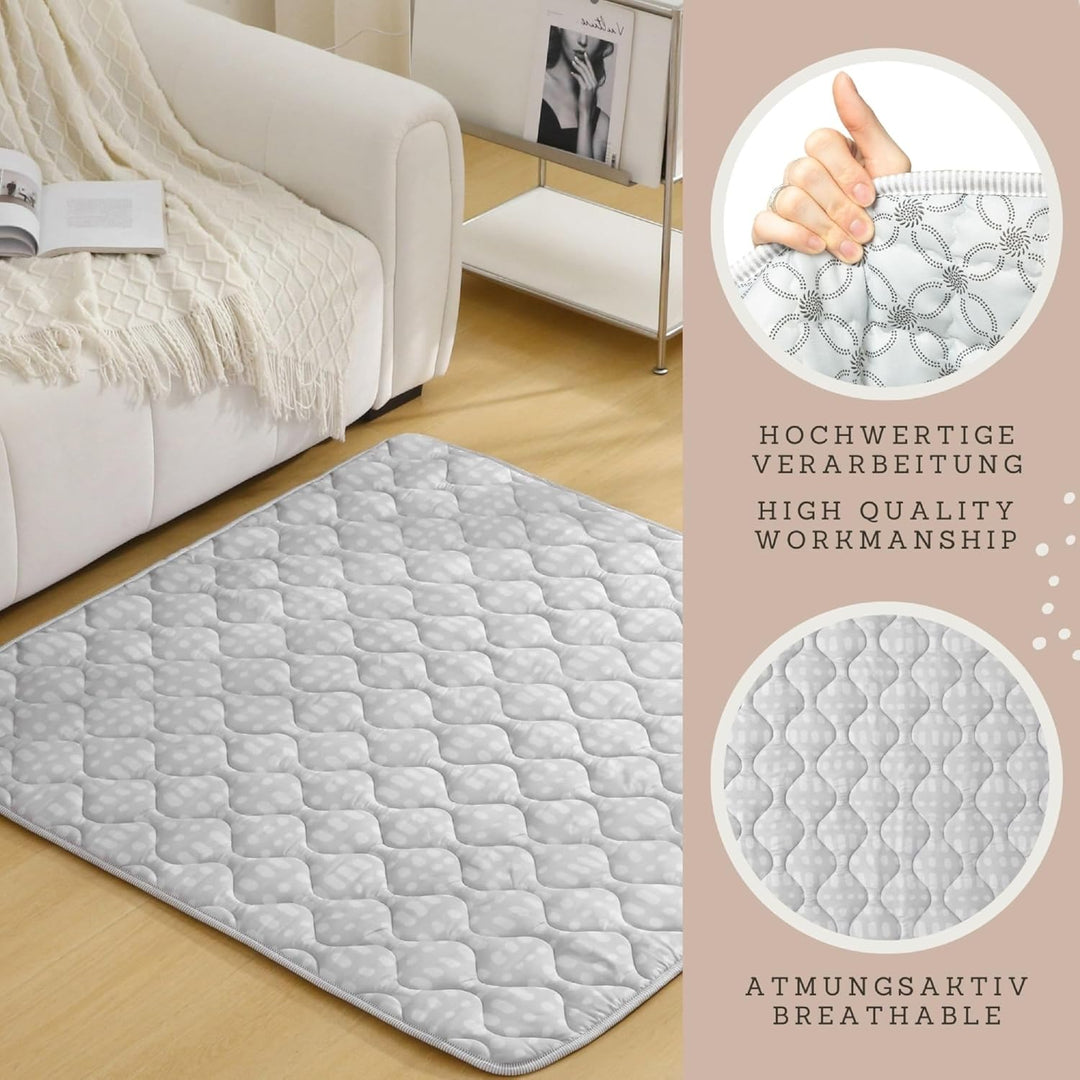 Gesteppte Krabbeldecke Baby 127cm, Hygge grau – extra Dicke 1,5cm weiche Baby Krabbelmatte – Baby Sp