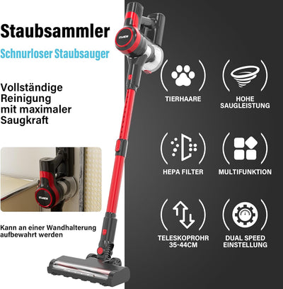 Stanew Akku Staubsauger, 4 in 1 Staubsauger Kabellos, 150W Leichter Handstaubsauger, 22,2V Akkusauge