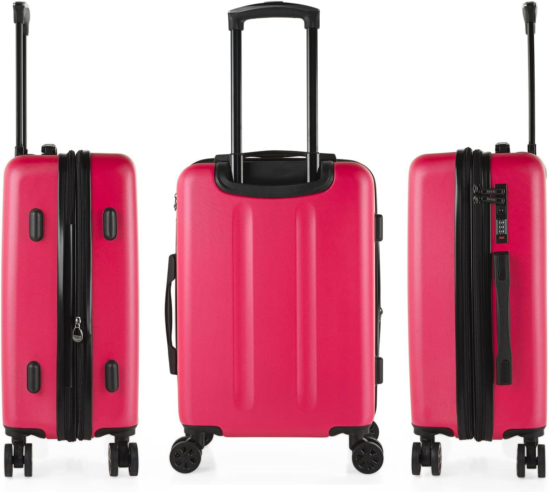SKPAT Reisekoffer-Set, 4 Räder, Reisekoffer-Set, leicht, mit Zahlenschloss Fuchsia M, Fuchsia M