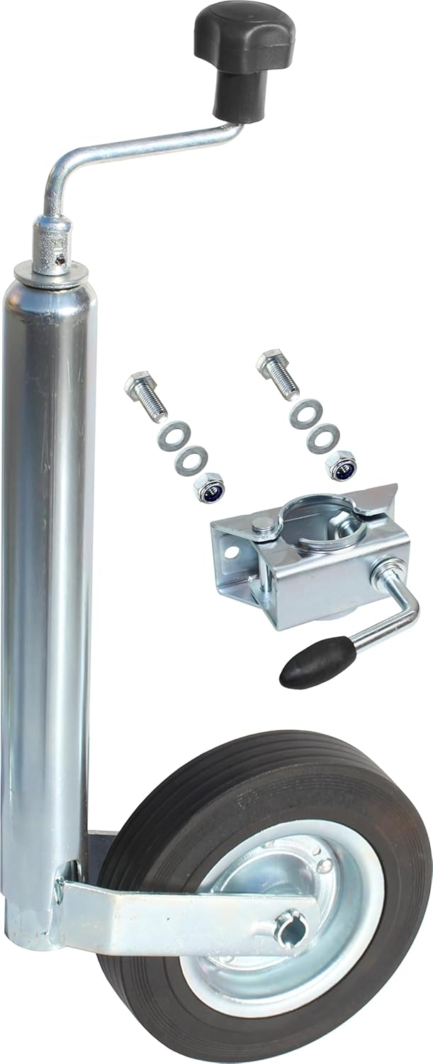 meinAnhängerersatzteil mAe 150kg / 90kg Anhängerstützrad Stützrad für Pkw Anhänger + Halter + Schrau