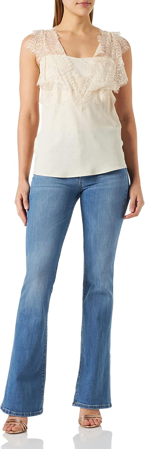Pinko Damen Talesia Top Crepe De Chine Jac Mode-Weste, N96_rosa Rauchweiss