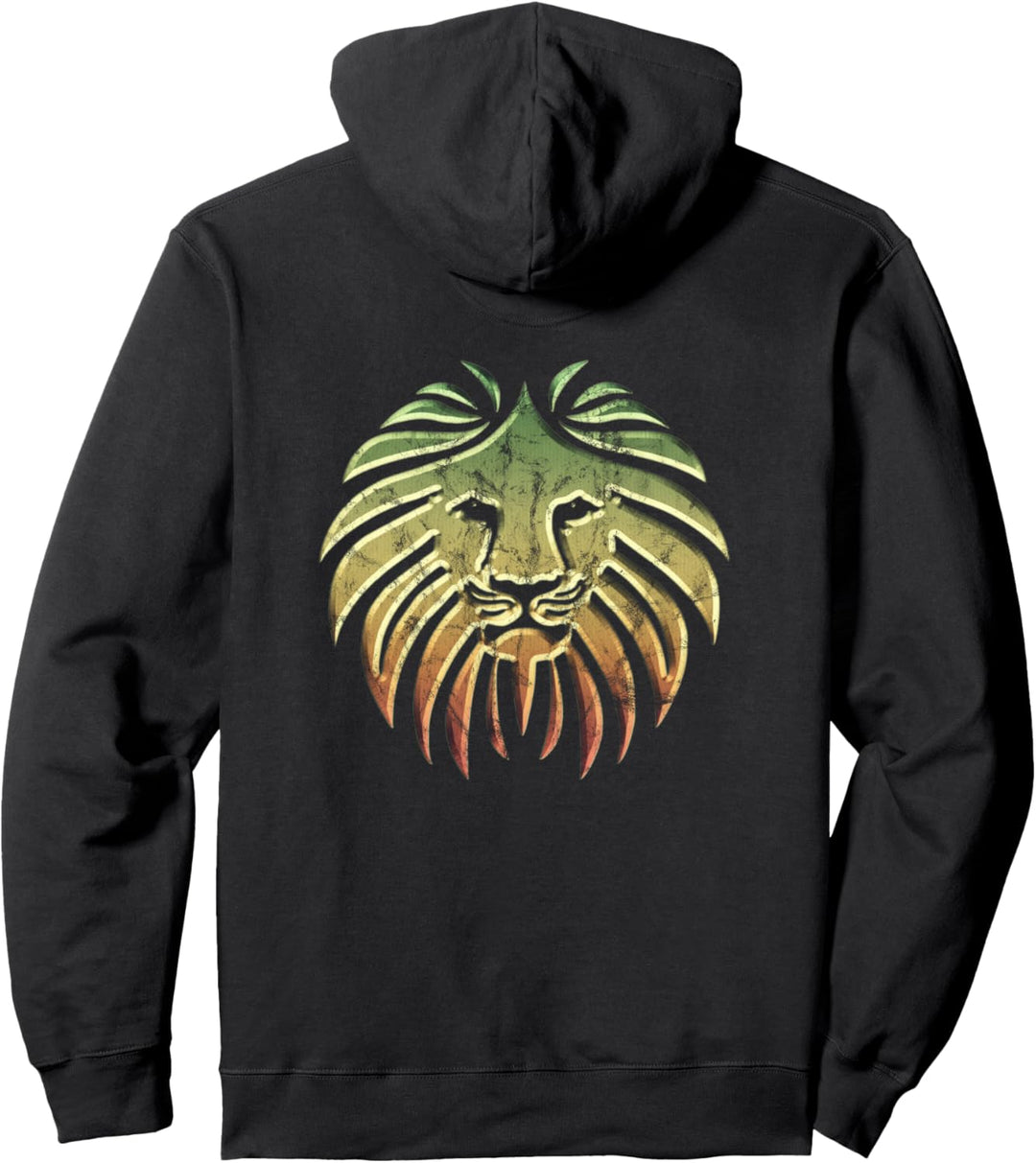 Reggae Löwe Musik Fahne Farben Rasta Roots Vintage Grunge Pullover Hoodie