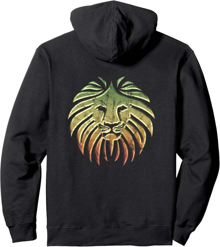 Reggae Löwe Musik Fahne Farben Rasta Roots Vintage Grunge Pullover Hoodie