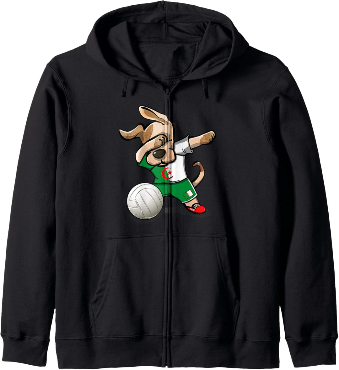 Tupfender Hund Algerien Volleyball - Algerische Flagge Sport Kapuzenjacke