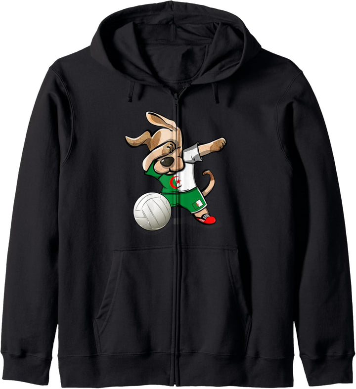 Tupfender Hund Algerien Volleyball - Algerische Flagge Sport Kapuzenjacke