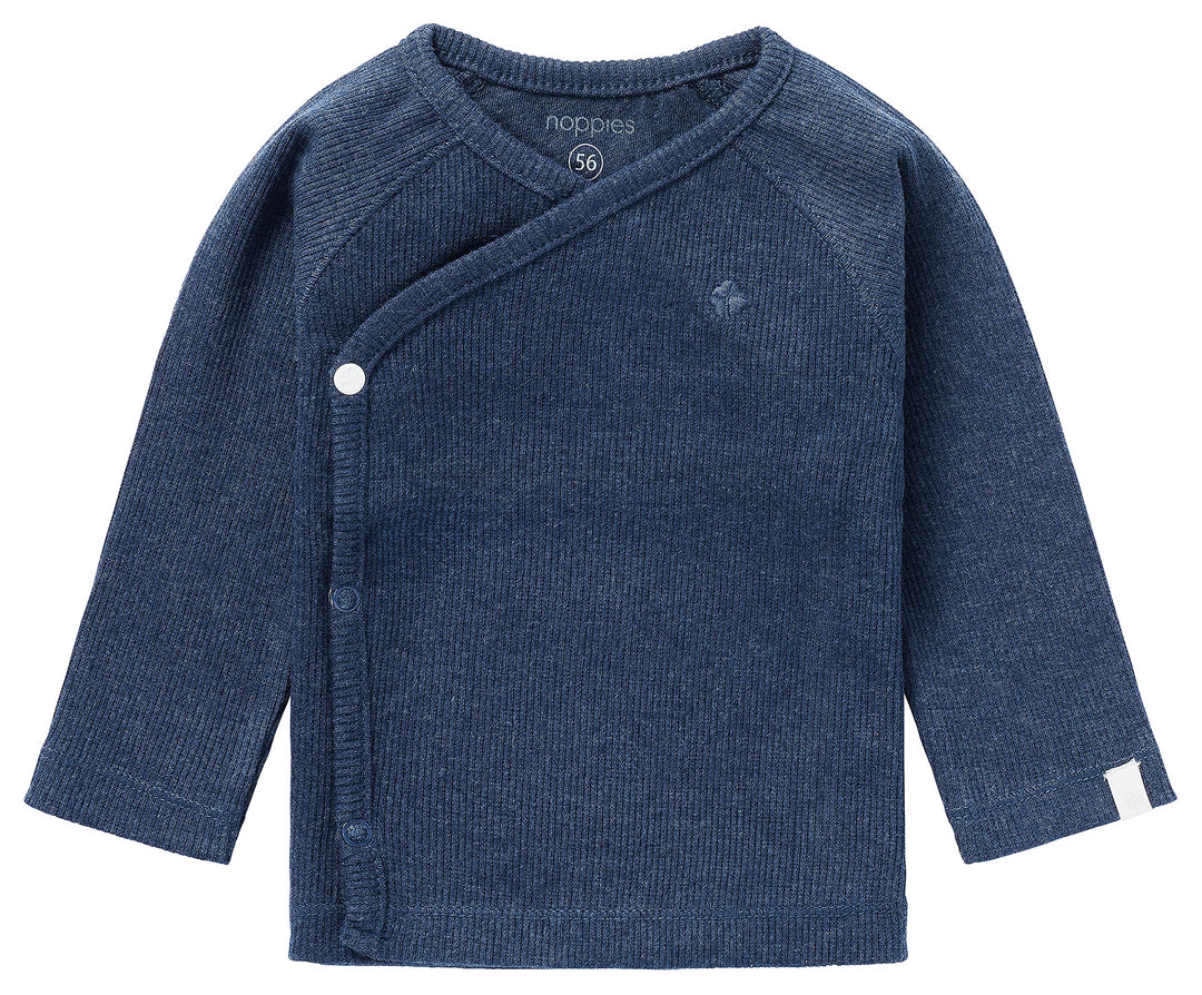Noppies Unisex Baby U Tee Overlap Ls Rib Nanyuki T-Shirt (1er Pack) 44 Navy Melange - P758, 44 Navy