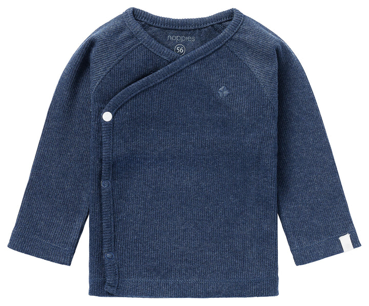 Noppies Unisex Baby U Tee Overlap Ls Rib Nanyuki T-Shirt (1er Pack) 44 Navy Melange - P758, 44 Navy