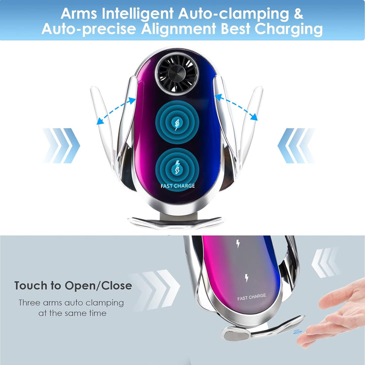 Qoosea 15W Fast Wireless Charger Getränkehalter Auto Handyhalterung, Induktion Doppelspule Cup Holde