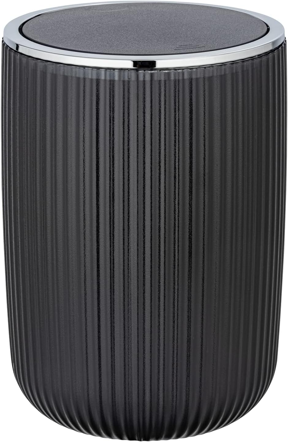 WENKO Schwingdeckeleimer Mod. Agropoli L Grau, 5,5 Liter, Badezimmer-Mülleimer mit Deckel, Abfalleim
