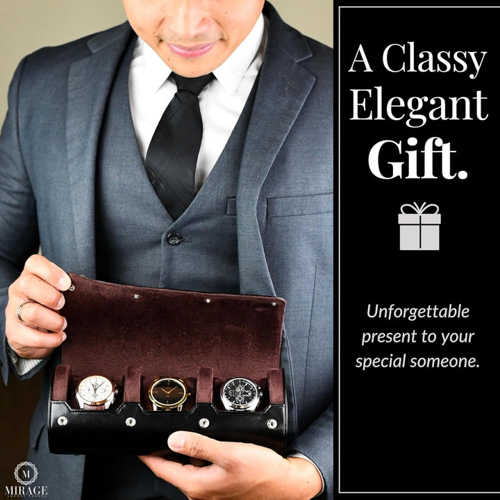 Watch Roll Case for Men - Watch Travel Case - Storage Organizer and Display - Mirage Watch Roll Case
