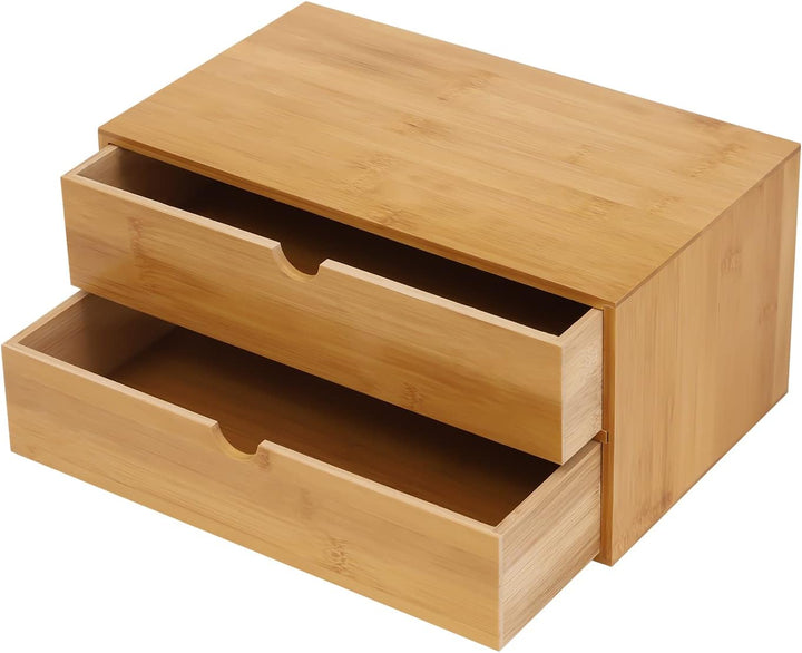 Donened - Schreibtisch-Organizer aus Bambus mit Schubladen, Schubladenbox Bambus, Mini Kommode, Holz