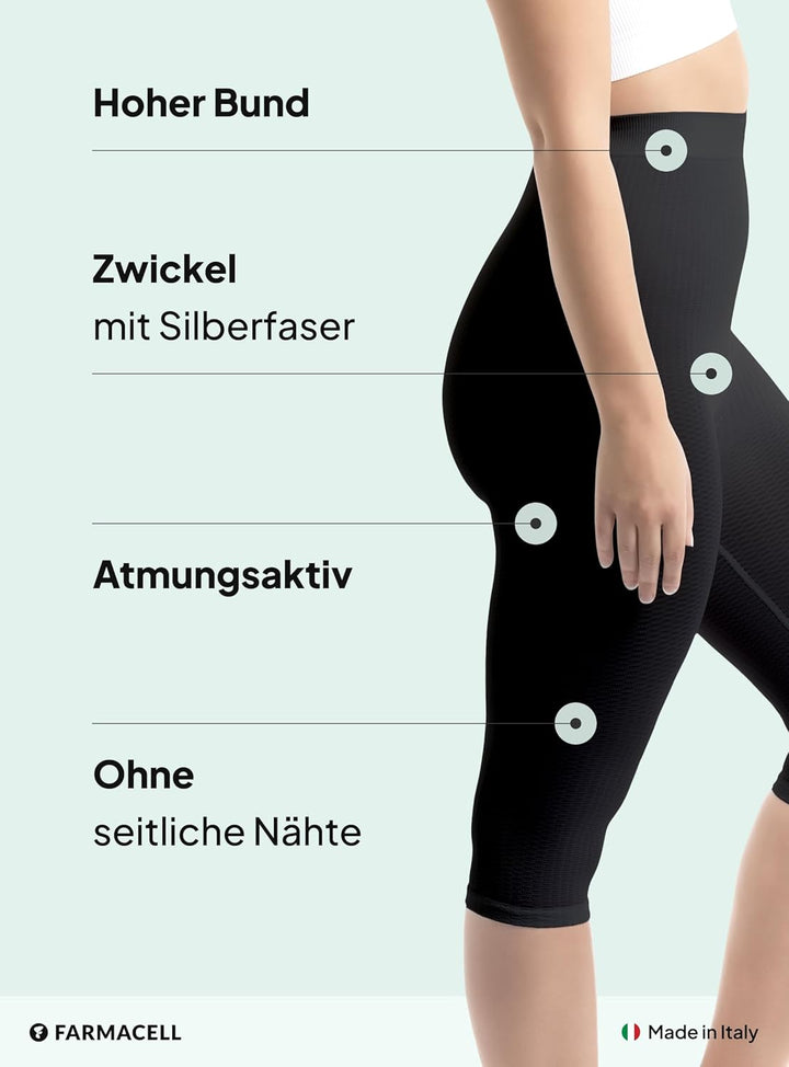 FarmaCell 123 Massierende reduzierende Miederhose Hohe Taille unter dem Knie S-M Schwarz, S-M Schwar