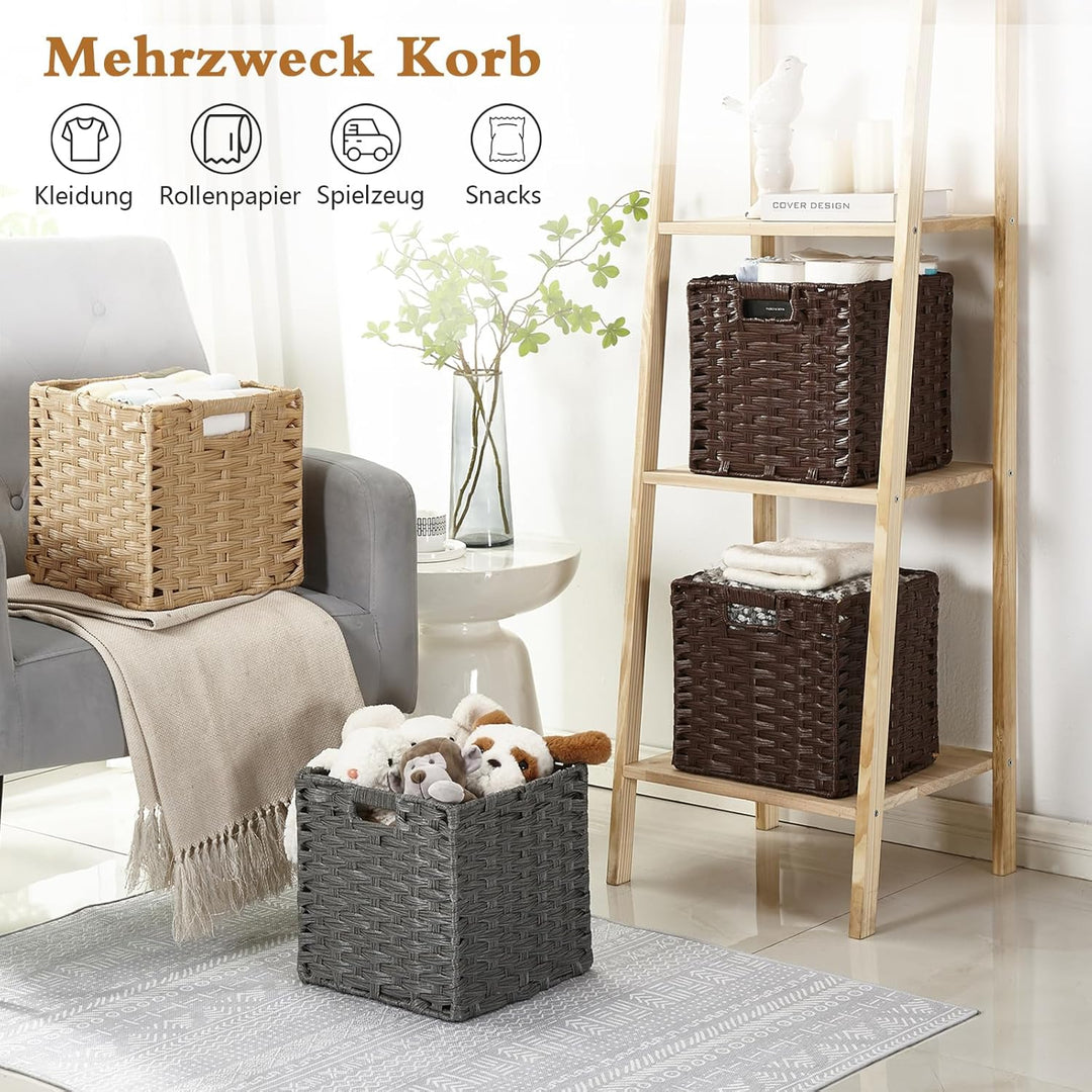 Sagittar Faltbarer Korb Geflochten aus Rattan-Imitat, 25x25x25cm Aufbewahrungskorb für Vorratskammer