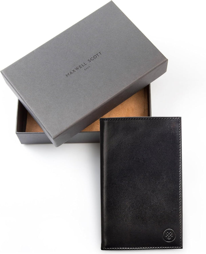 Maxwell Scott Hochwertiger Leder Golfkartenhalter Sestino in Schwarz, Schwarz