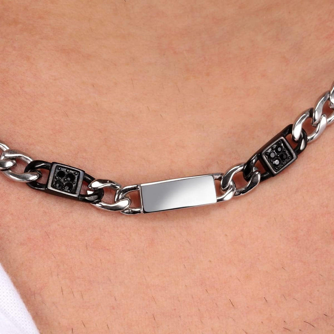 Morellato Herren Halskette, CATENE Kollektion, aus Stahl, Schwarz-PVD, Stein - SATX01
