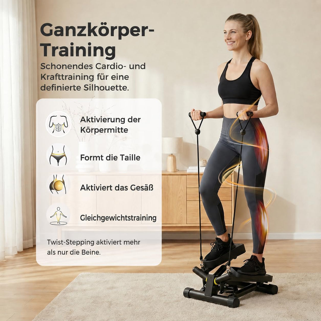 Niceday Twist Stepper für Zuhause | Swing Stepper mit Power Ropes | Stepper Hometrainer mit LCD Disp