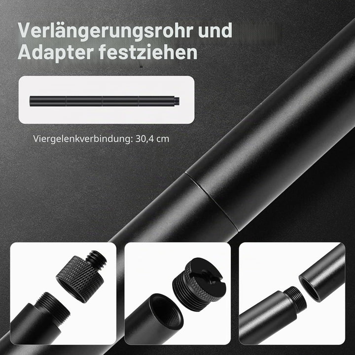4 Mikrofonverlängerungsrohre und 4 Mikrofongewindeadapter (3/8 Buchse auf 5/8 Stecker und 5/8 Buchse