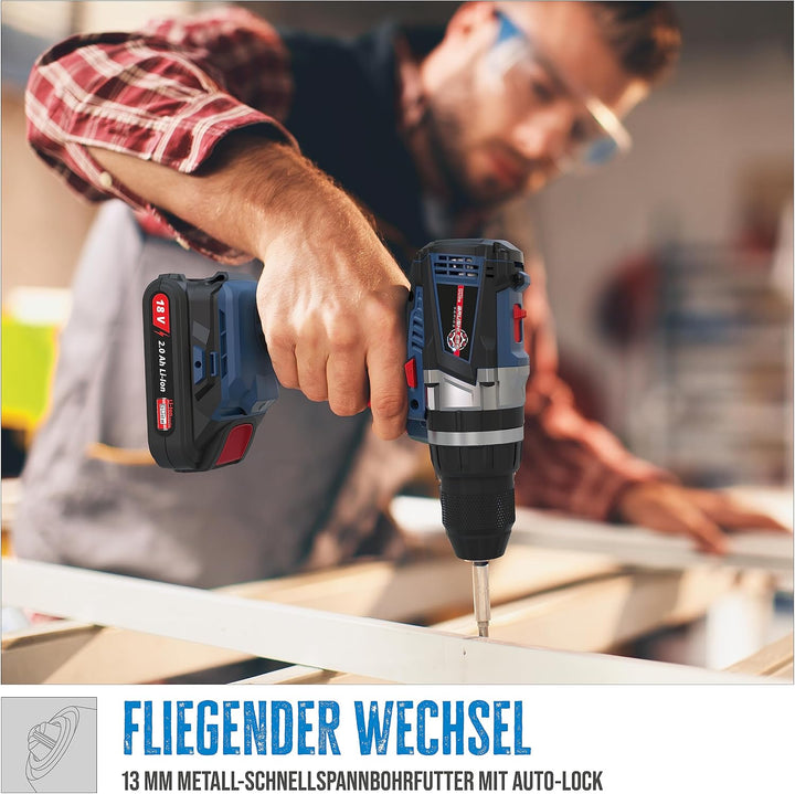 Güde 58503 Akku Schlagbohrschrauber BSB 18-0 (18 V, 16 Drehmomentstufen, 13 mm Metall-Schnellspannbo
