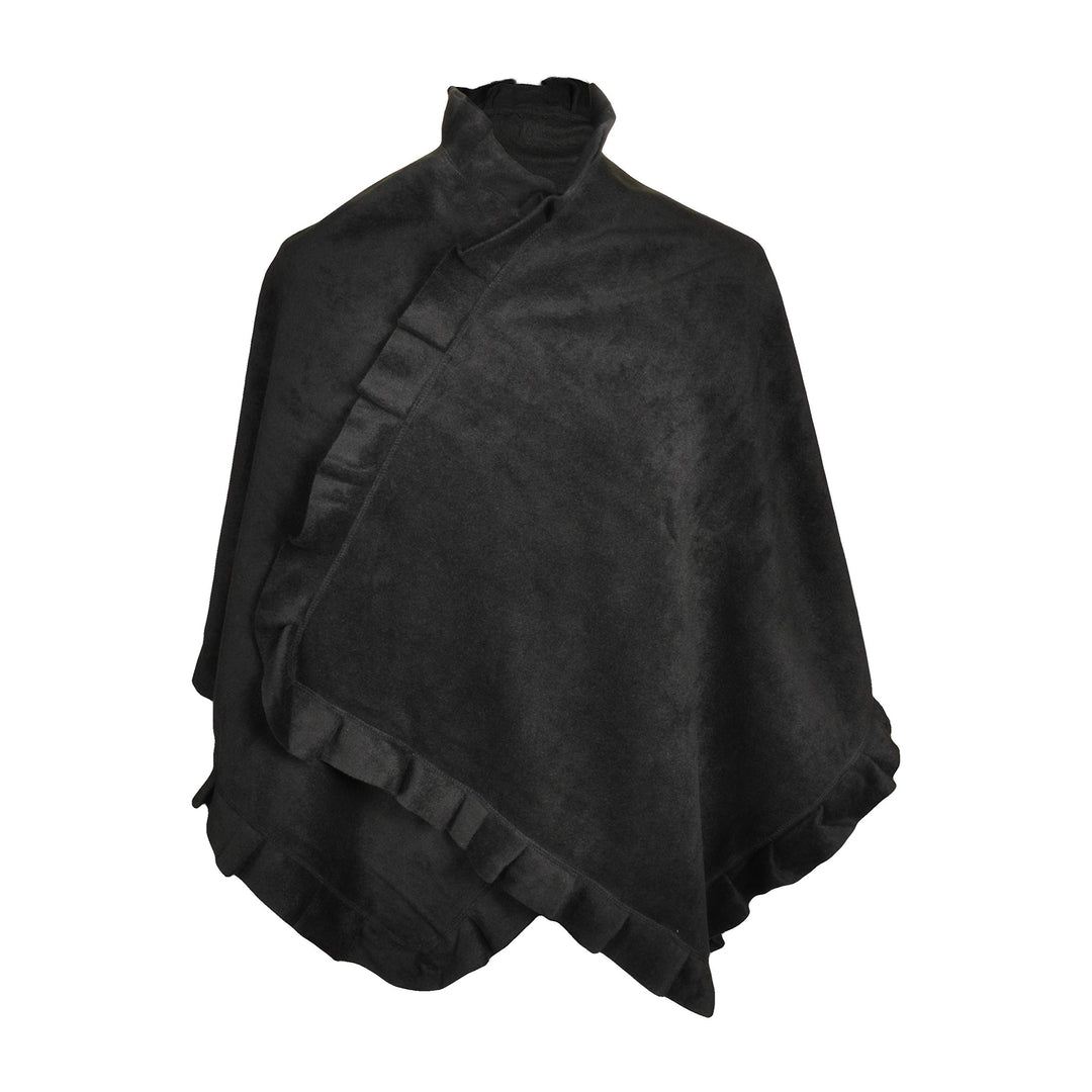 Toutacoo, Poncho Cape aus Fleece - Damen Einheitsgrösse 01-schwarz, Einheitsgrösse 01-schwarz