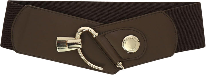 FASHIONGEN - Elastischer Damengürtel aus Rindsleder, DARLENE Braun (Goldenschnalle) XS, Braun (Golde