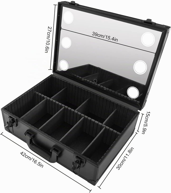 Reise Kosmetik Aufbewahrungsbox Make Up Box Schminkkoffer mit LED Licht Spiegel Kosmetische Organize
