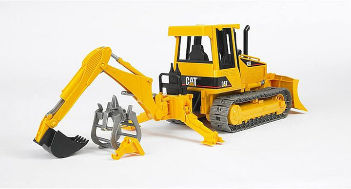 bruder 02338 - Zubehör Heckbagger mit Greifer & Schaufel - 1:16 Traktor Zubehör, Anhänger, Forstwirt