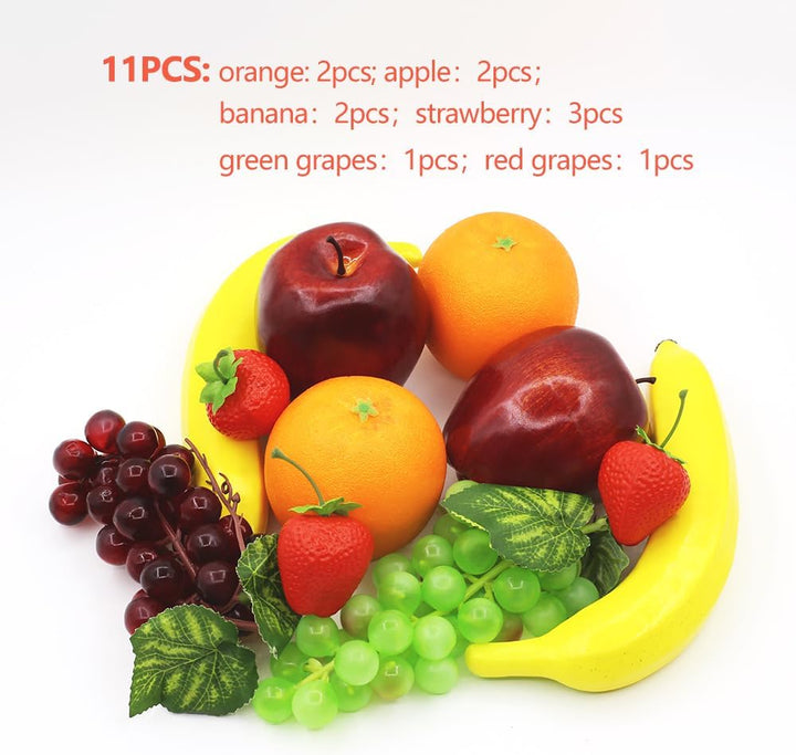 Künstliche Früchte, Kunststoff, Schaumstoff, künstliche Äpfel, Bananen, Orangen, Erdbeeren, Trauben