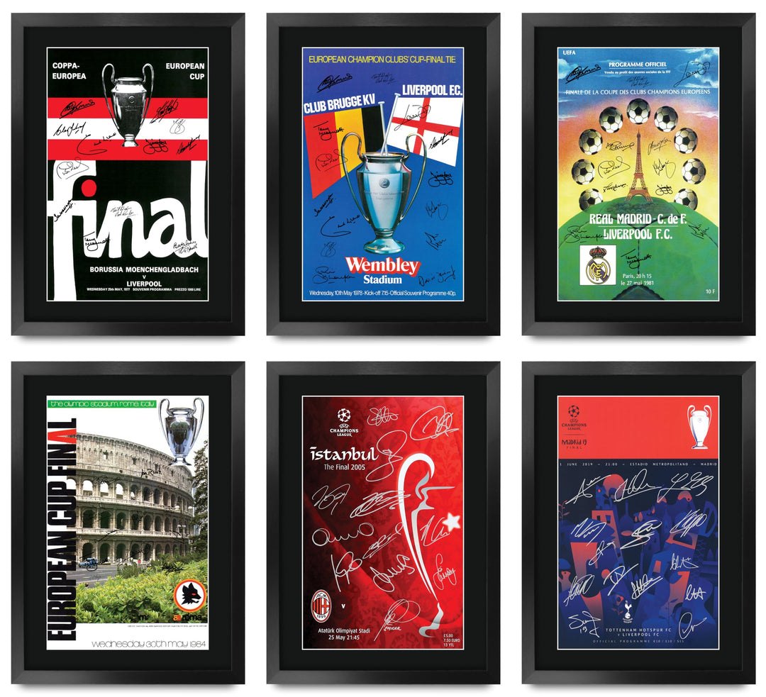 HWC Trading A3 FR Liverpool 6 x Final Program Poster 1977 1978 1981 1984 2005 2019 vollwertiges Team