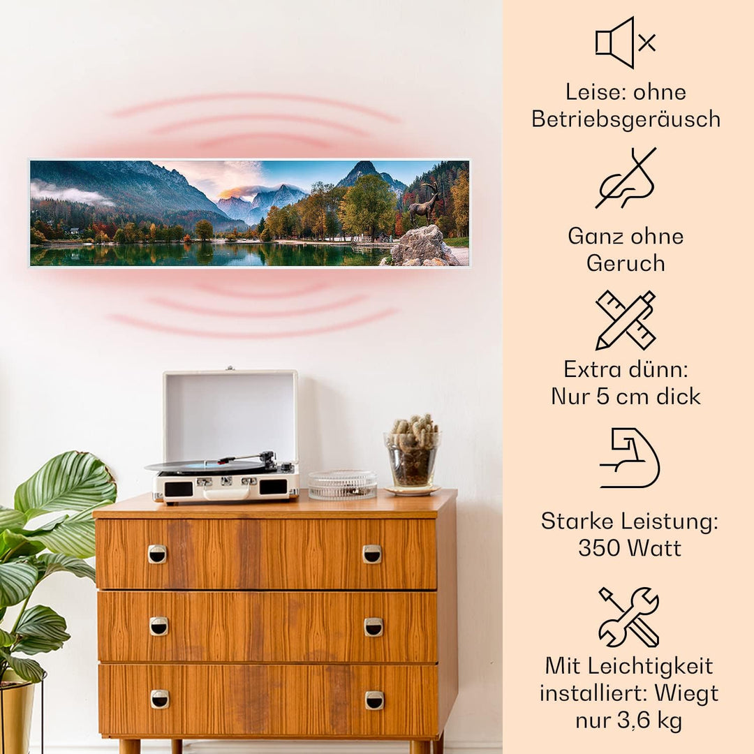 Klarstein Infrarotheizung mit Thermostat, 350W Elektroheizung, Smart Home Bild-Infrarotheizung zur W