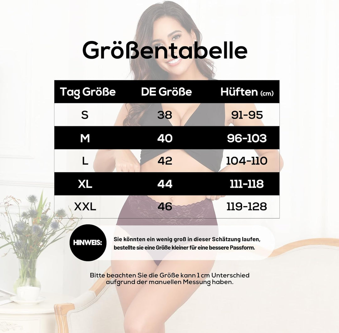 Wealurre Unterhosen Damen, Unterwäsche Frauen Baumwolle Hohe Taille Slip Damen Unterwäsche Spitze 5e