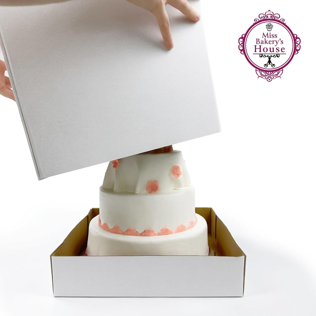 Miss Bakery’s House® Tortenkarton - 30x30x45 cm mit Cake Board Set 2 mm - Ø 15 + 20 + 25 + 30 cm (4e