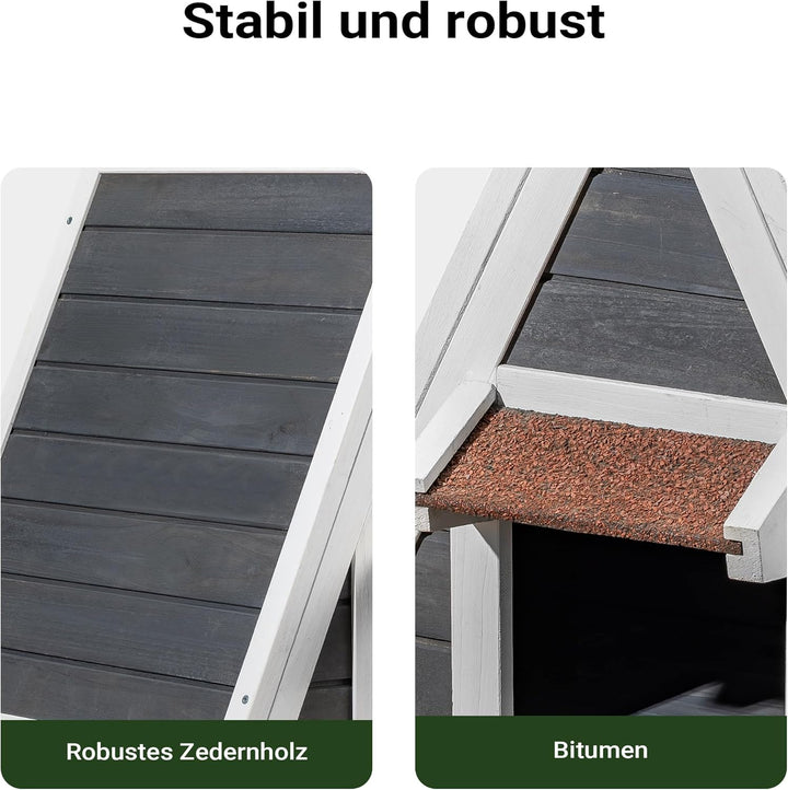 Wiltec Wetterfestes Katzenhaus 50 x 50 x 54 cm aus Holz, Katzenhütte Outdoor, Katzenhöhle mit Eingan