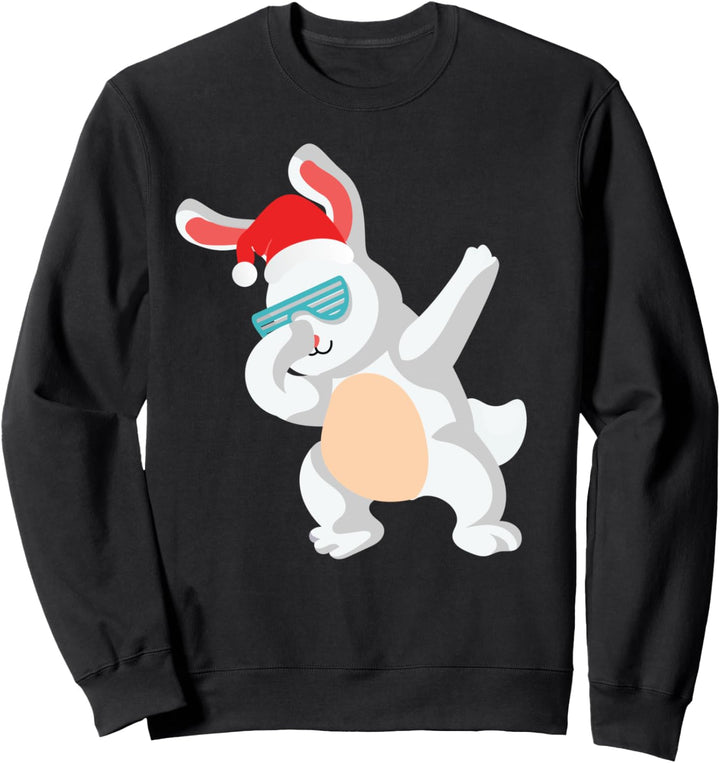 Dabbing Bunny Hase mit Weihnachtsmannmütze Dab Dance Sweatshirt