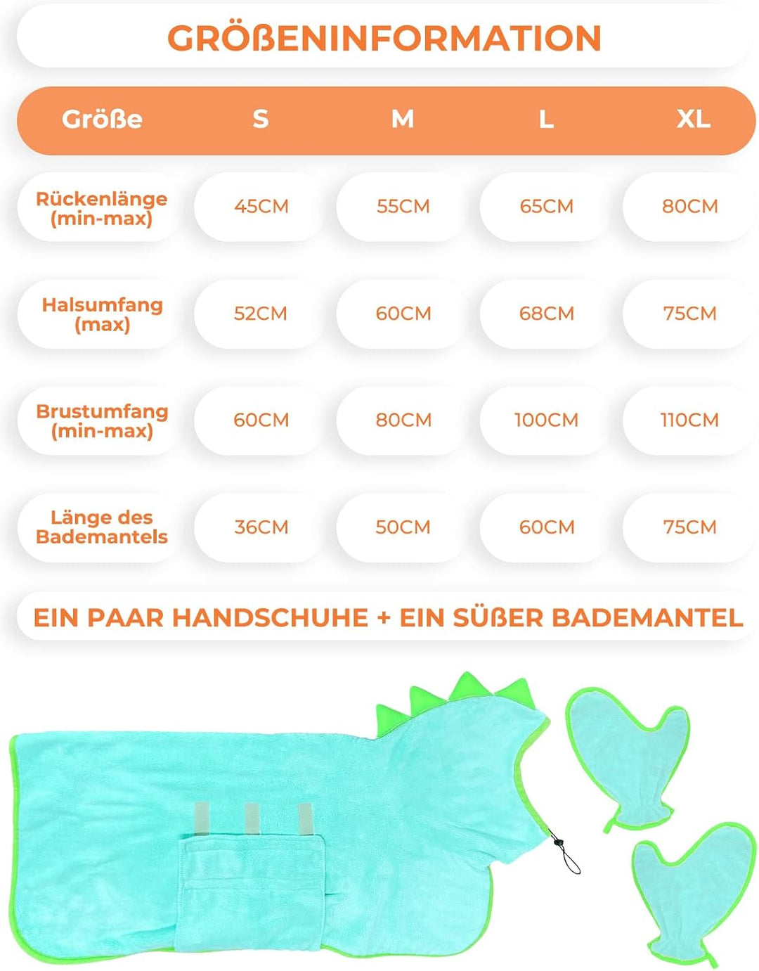 Bademantel für Hunde, Hundebademantel Aus Mikrofaser, Verstellbares Halsband Mit Klettverschluss Sch