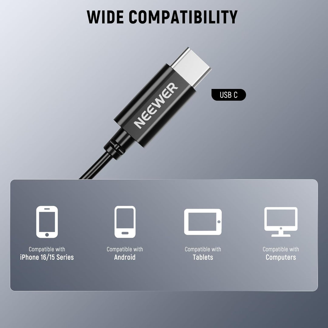 NEEWER Mini USB C Lavalier Mikrofon 2er Pack Kompatibel mit iPhone 16 15 Pro Max Android Handy Table