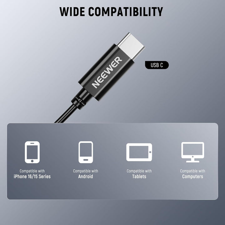 NEEWER Mini USB C Lavalier Mikrofon 2er Pack Kompatibel mit iPhone 16 15 Pro Max Android Handy Table