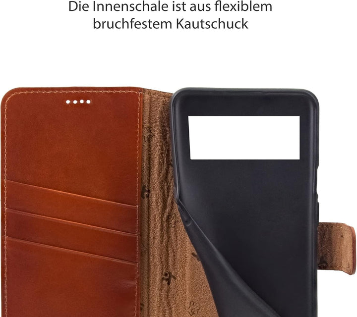 Suncase Book-Style Hülle kompatibel mit Google Pixel 7 5G Leder Tasche (Slim-Fit) Lederhülle Handyta