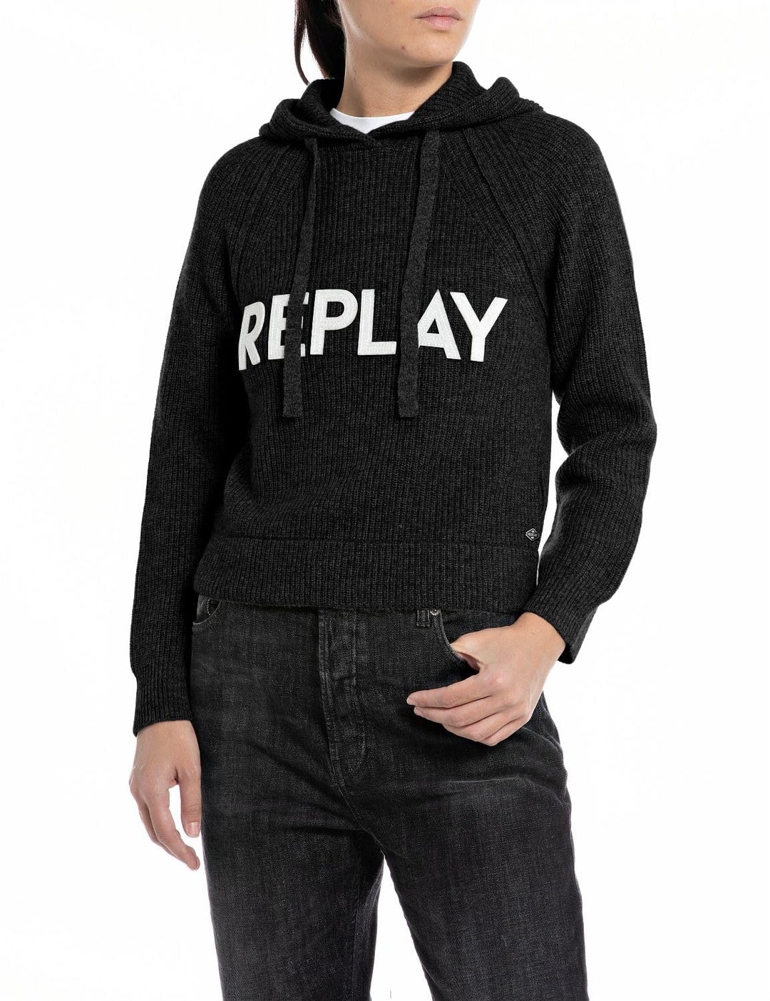 Replay Damen Hoodie mit Kapuze XXS Black 098, XXS Black 098