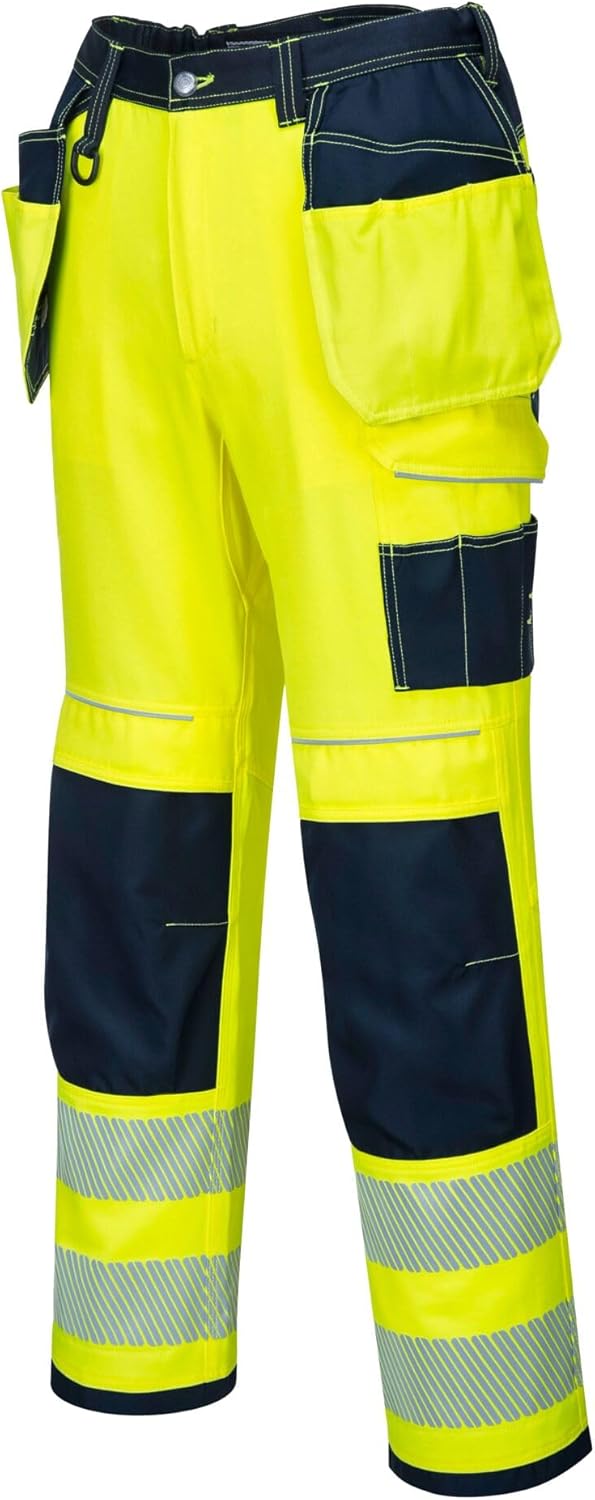 Portwest T501 Verstärkte PW3 Hi Vis Werkzeughalter Arbeitshose Gelb/Marine 41, Gelb/Marine 41
