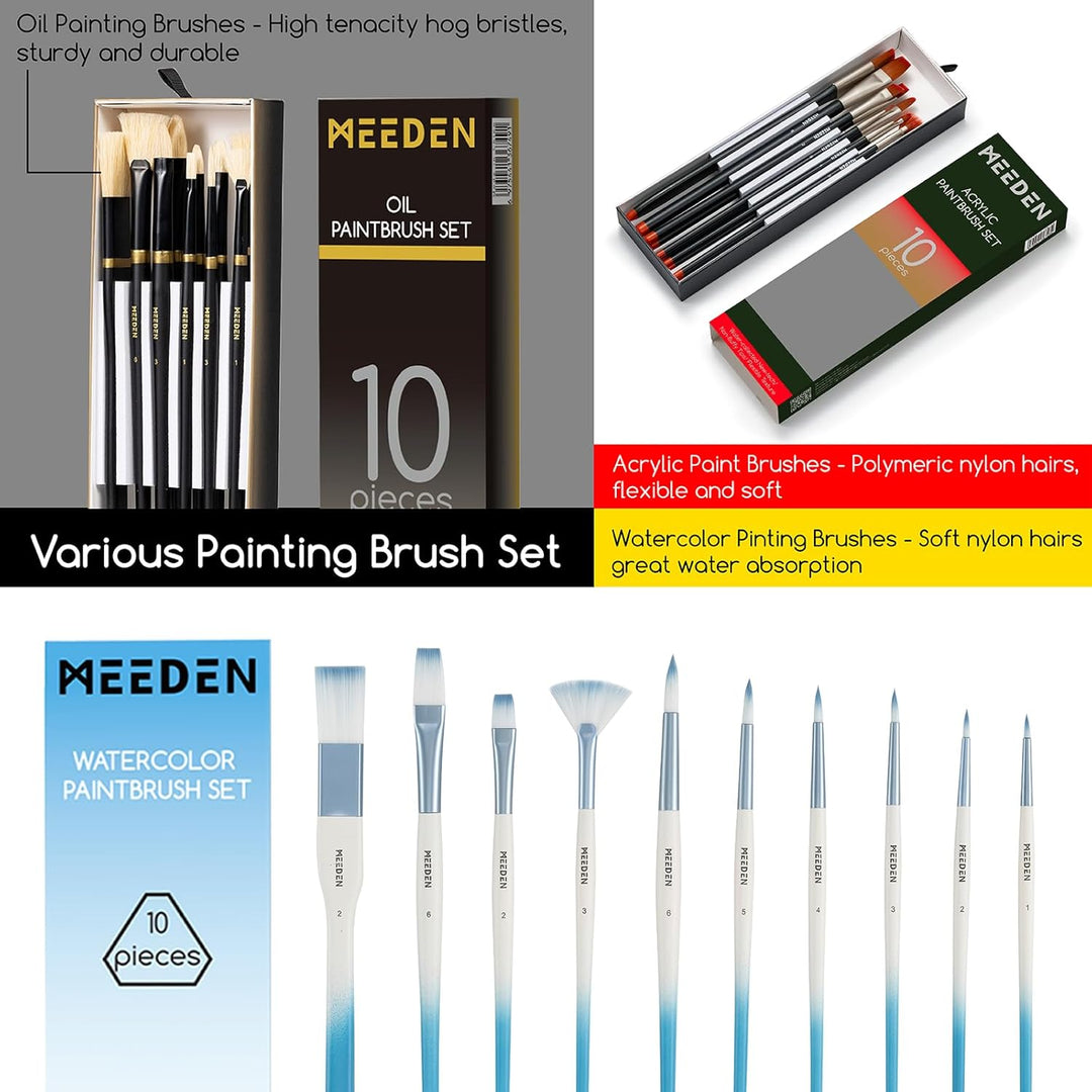 MEEDEN 149Pcs Malen Set, Deluxe Malen Zubehör mit Französisch Staffelei, Öl Aquarell Gouache Acryl F