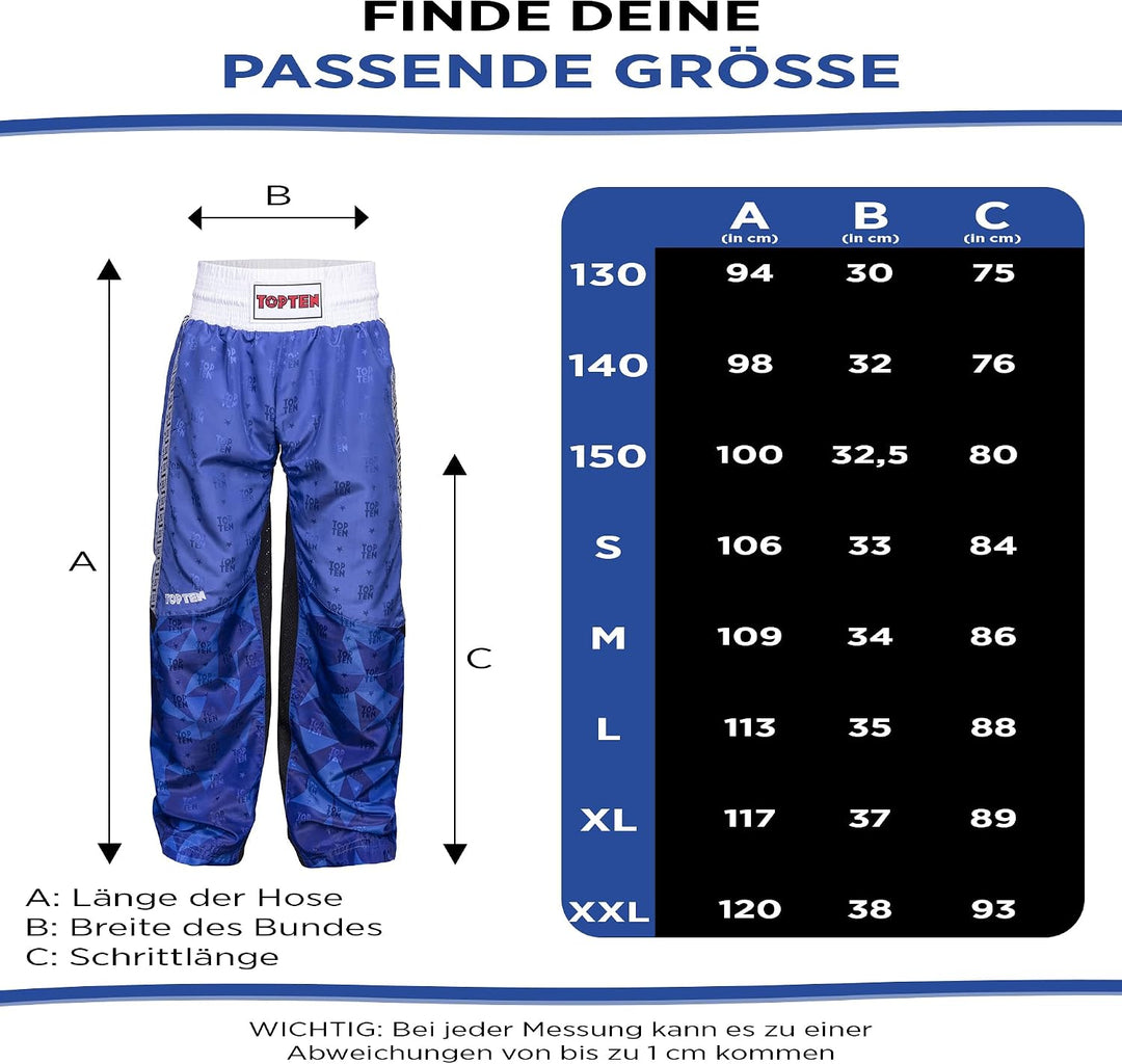 TOP TEN Kickboxhose „Prism“ M Blau, M Blau