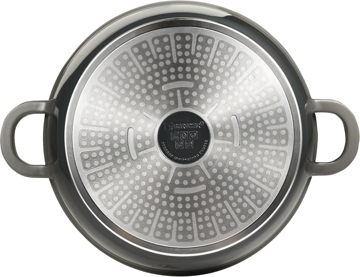 BERGNER E Xcalibur Grey – niedrige Pfanne mit 24-cm-Deckel – geschmolzenes Aluminium – cremefarbener
