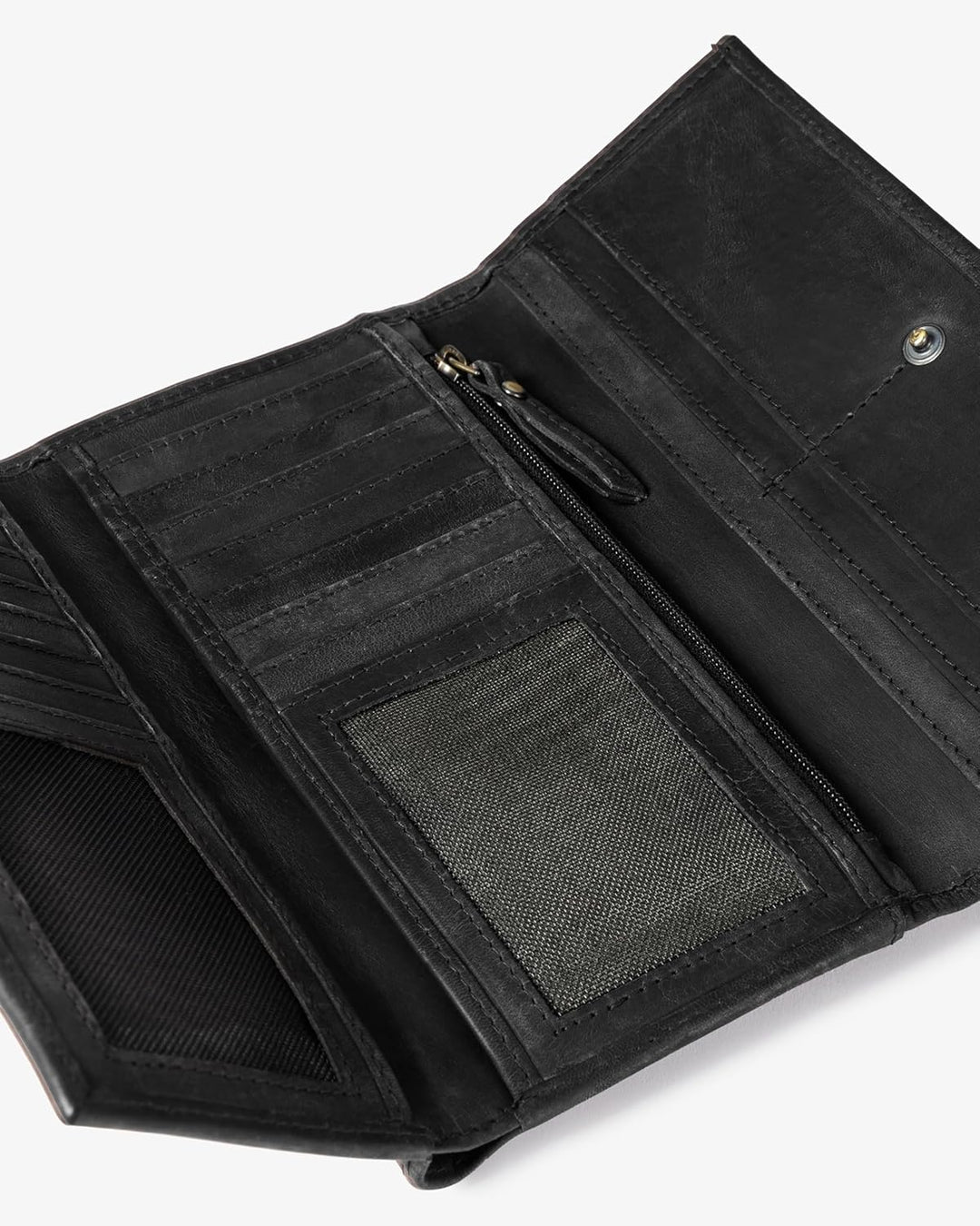HOLZRICHTER Berlin Geldbörse No 4-3 (XL) schwarz-anthrazit - Grosses Damen Fächer Portemonnaie handg