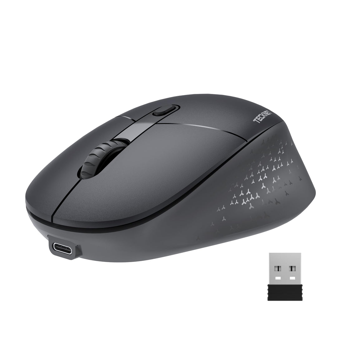 TECKNET Bluetooth Kabellose Maus Silent Tri-Mode 2.4G Wiederaufladbar | 3 einstellbare DPI, ergonomi