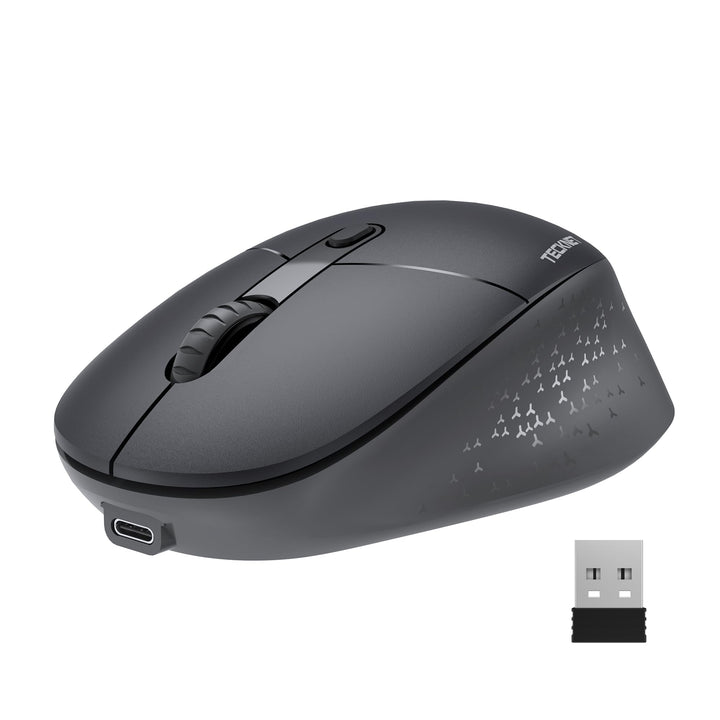 TECKNET Bluetooth Kabellose Maus Silent Tri-Mode 2.4G Wiederaufladbar | 3 einstellbare DPI, ergonomi