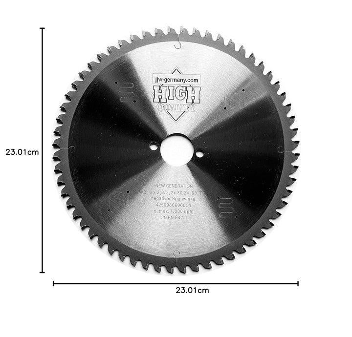 HM-Kreissägeblätter 216 x 30 negativer Spanwinkel für Kappsägen in Industriequalität (216 x 30 Z= 60